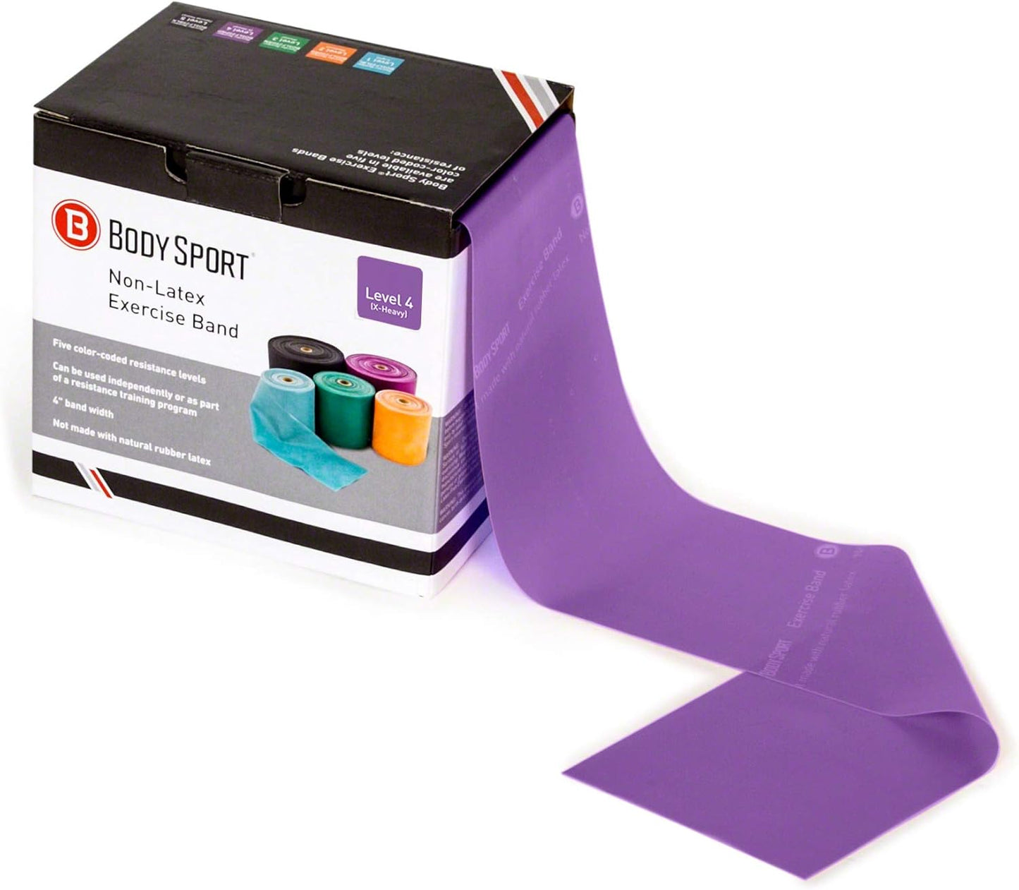 Body Sport Exercise Band, 50 yd. x 4 in. Roll - Home & Gym Fitness Equipment for Stretching, Strength Training & Physical Therapy