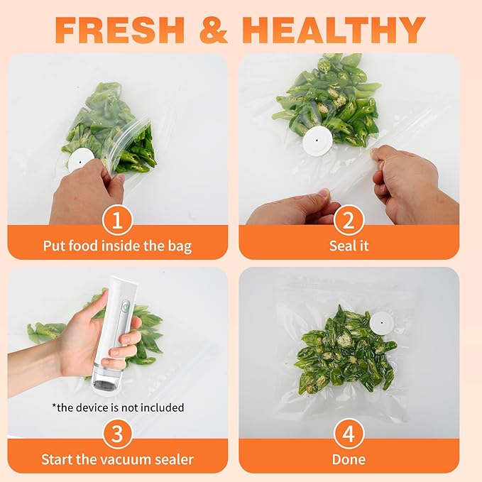 Vacuum Sealer Bags for Food Compatible with Feppo – 34 Pcs (3 Sizes: 11.8"x13.4", 10.2"x11", 8.3"x8.7"), BPA-Free Reusable Zipper Bags with 4 Seal Clips for Sous Vide, Cooking & Freezer Storage