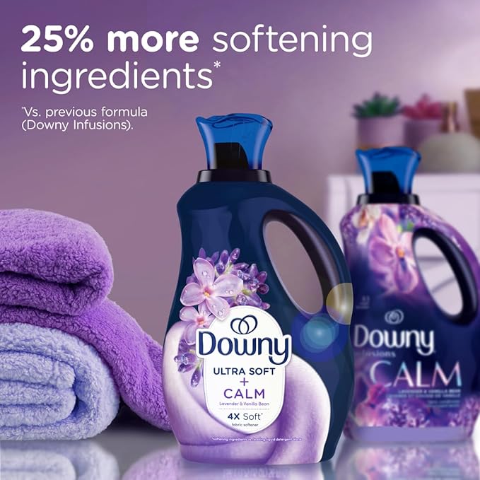 Downy Infusions Laundry Fabric Softener Liquid, CALM, Soothing Lavender and Vanilla Bean, 56 fl oz