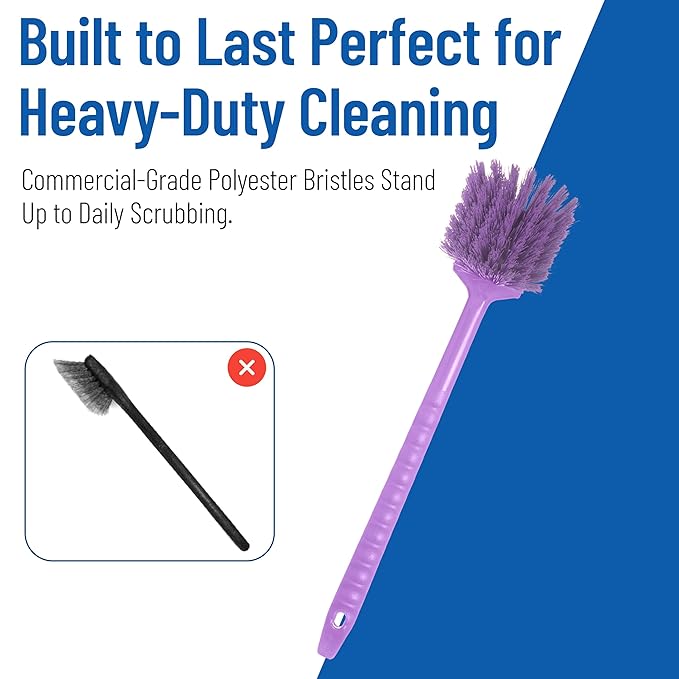 SPARTA 40501EC68 Plastic Large Scrub Brush, Kitchen Brush, Utility Brush With Long Handle For Cleaning, 20 Inches, Purple