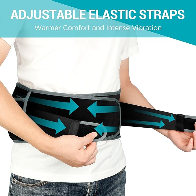 Comfytemp Cordless Heating Pad with Massager for Back, Portable Lower Back Massager FSA Eligible HSA Rechargeable Wireless Electric, Valentines Day Gifts for Her, Women Men Mom Dad, 3 Heat, 30mins Off