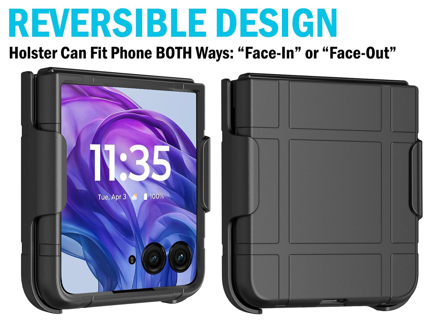 Case With Clip For Motorola Razr+ 2024/2025, Nakedcellphone Textured Slim Hard Shell Cover And [Rotating/Ratchet] Belt Hip Holst
