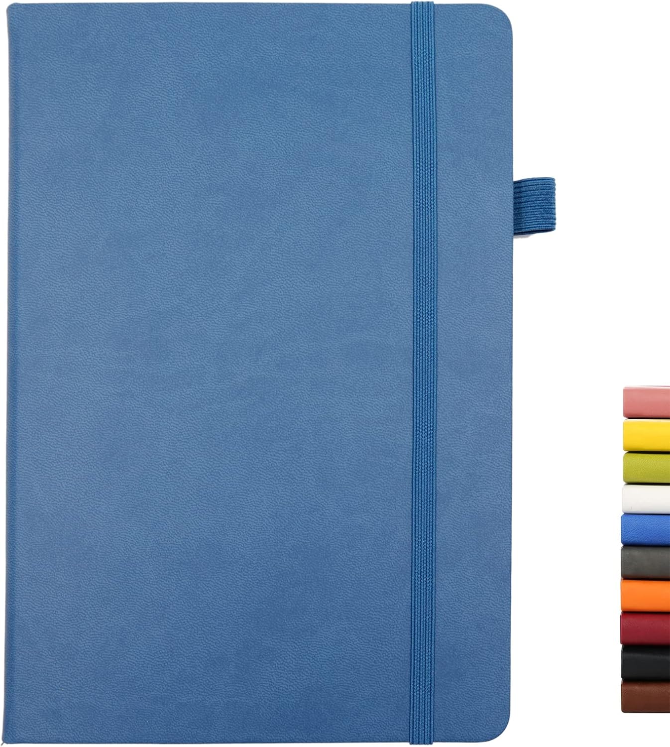 Deziliao Lined Journal Notebooks with Pen Loop, Hardcover Notebook Journal for Work, 100Gsm Premium Thick Paper with Inner Pocket, Medium 5.7"x8.4", （Green-Blue, Ruled）
