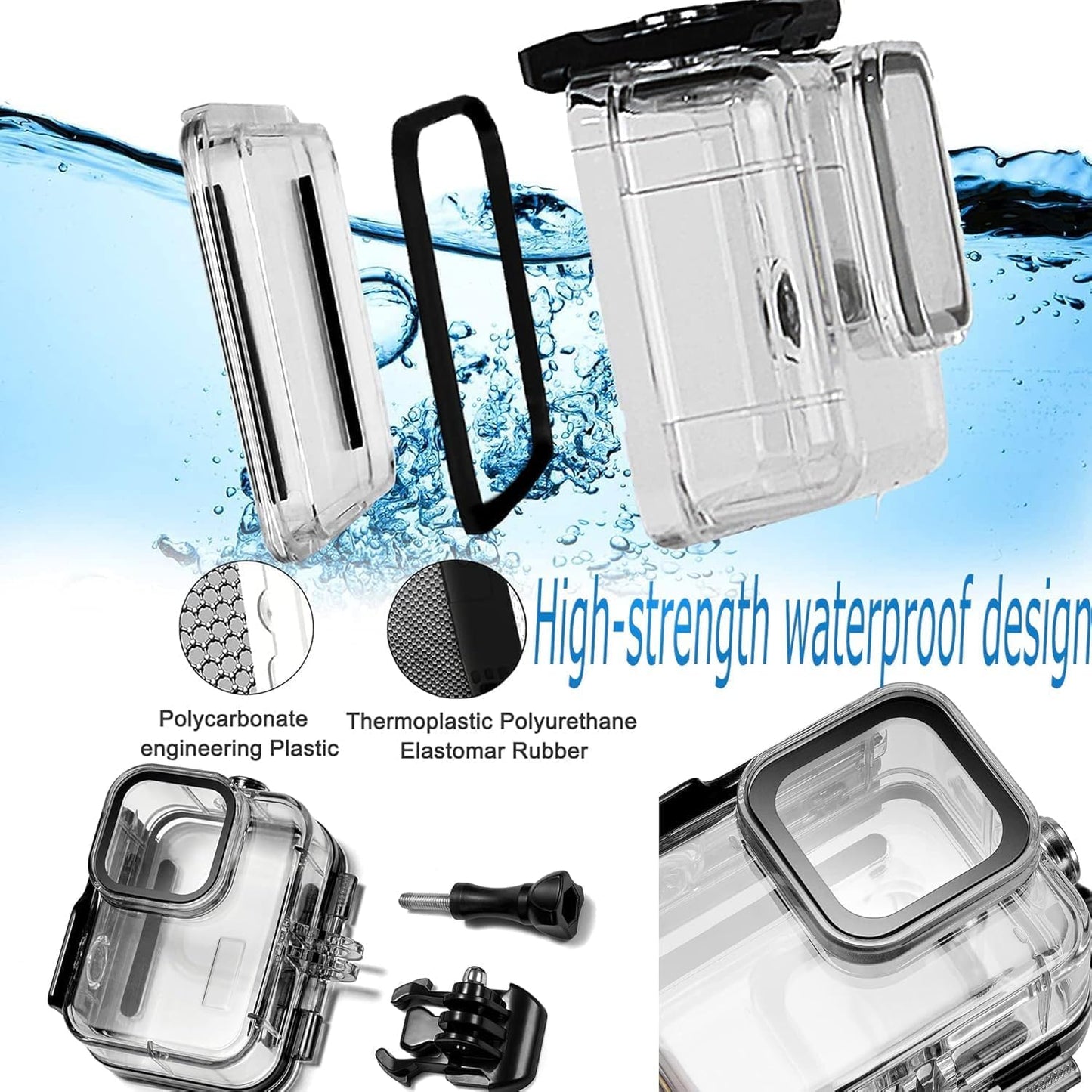 PCTC Waterproof Case for Go Pro Hero 13 Black, Accessories for Hero13/12/11/10/9 Black Waterproof Case, Supports 60M/196FT Underwater Dive, Professional Action Camera Dive Accessory