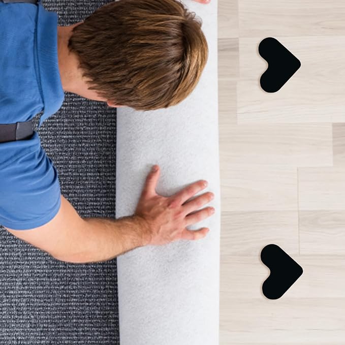 16 Pcs Non Slip Rug Sticker Grippers for Hardwood Floors and Tiles Reusable Washable Carpet Holders with Heart and Cloud Shapes to Keep Area Rugs Flat and Secure