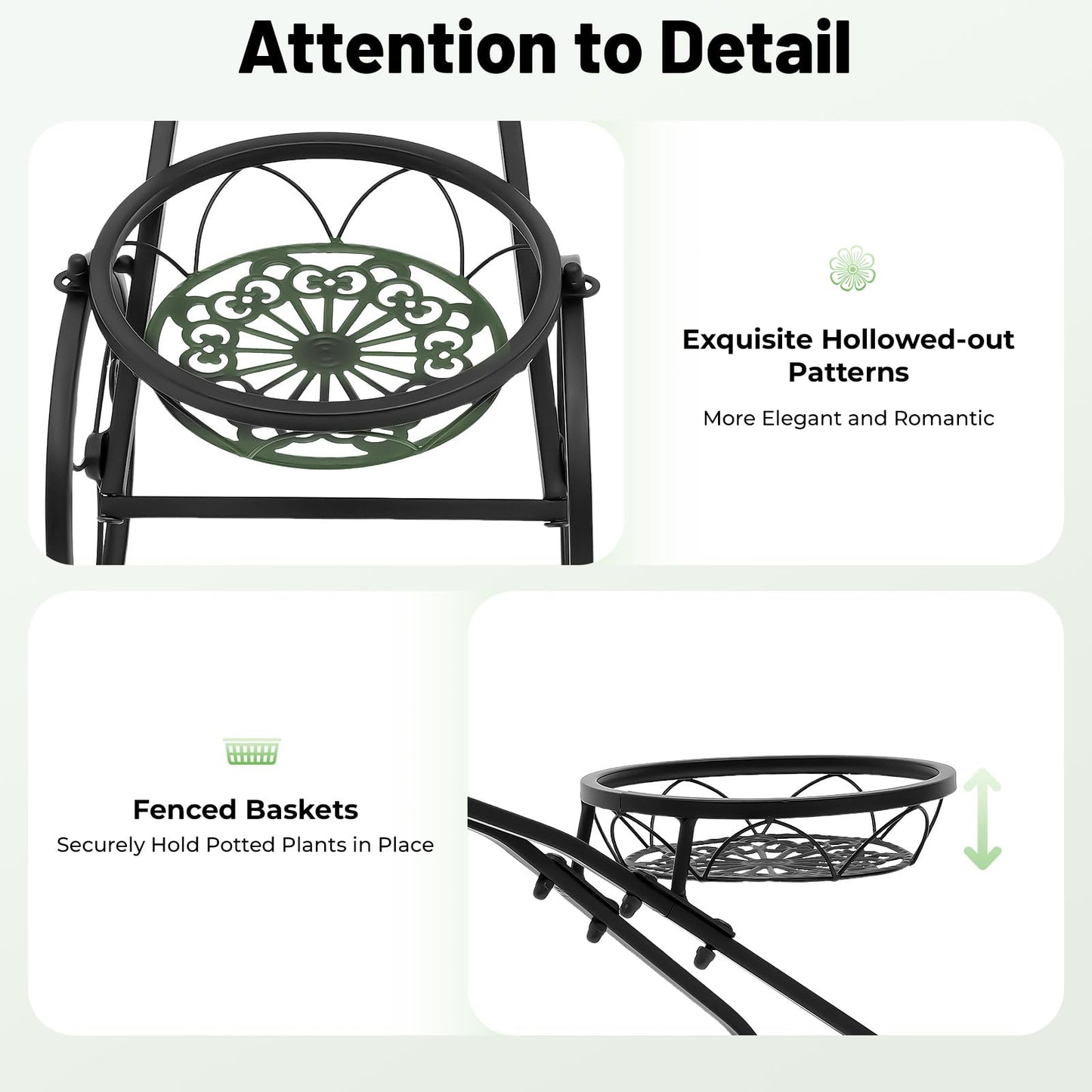 Bicycle Planter Stand, Three-wheeled Plant Stand, Plant Stand, Plant Corner Shelf, Metal Flower Pot Cart Holder with 3 Plant Bucket Outdoor Decorative for Patio, Deck, Garden or Lawn