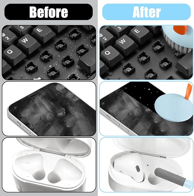 walrfid Laptop Phone Screen Cleaner Kit, Computer Keyboard Brush Cleaning Spray for iPhone AirPods MacBook iPad, 20-in-1 Electronic Device Clean Tool for Camera Earbud Car Screens (Blue)