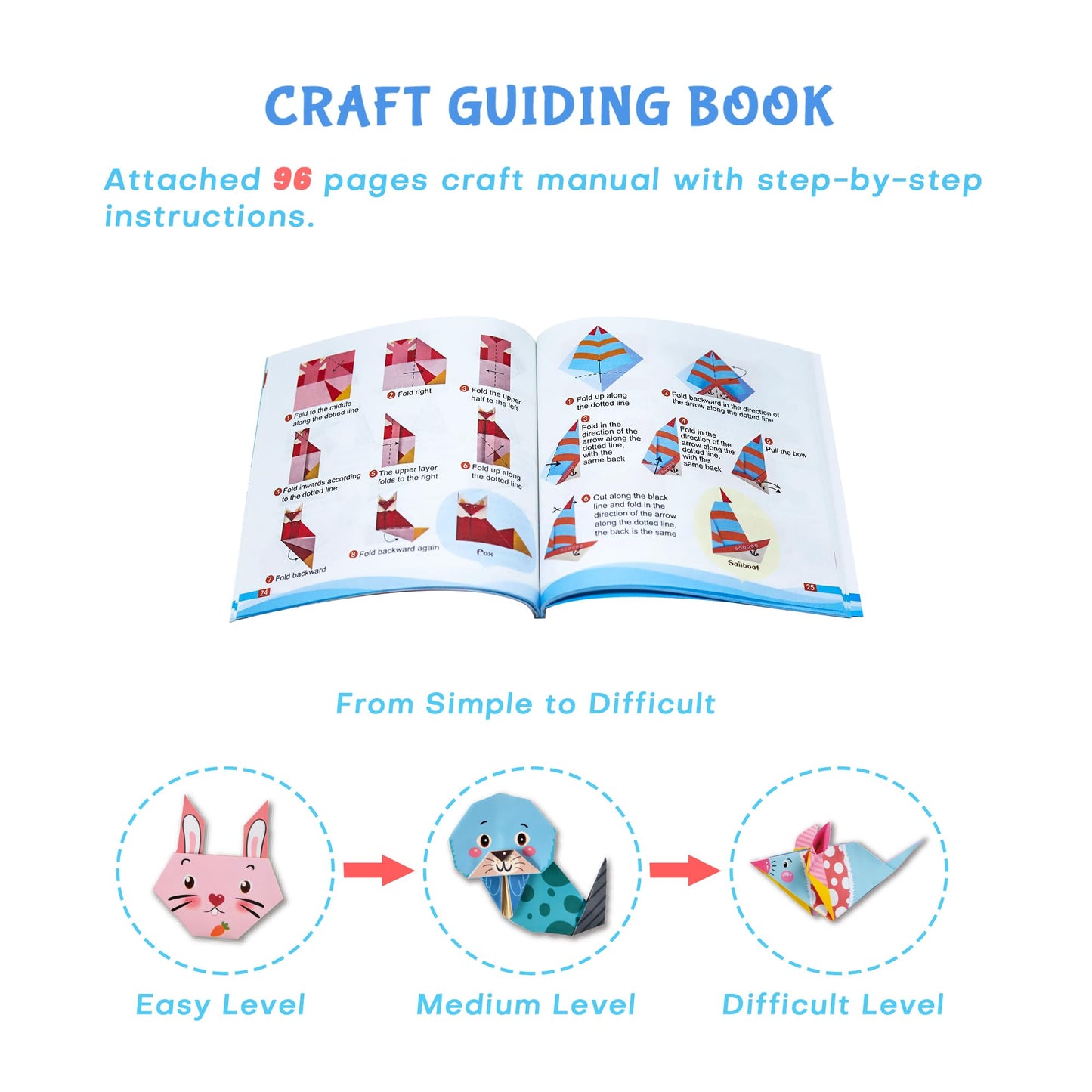 Origami Kit for Kids Ages 5-16, 212 Sheets with 72 Patterns & Instruction Book | Origami Paper Kit for Beginners & Advanced | Arts & Crafts Toys for Girls & Boys Ages 8-12 | Birthday & Christmas Gifts