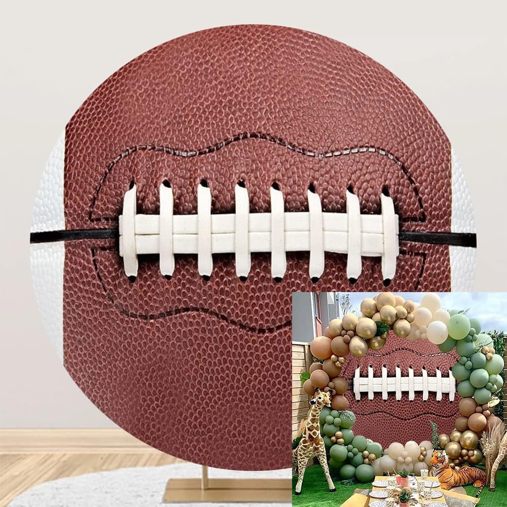 Leyiyi 5x5ft American Football Round Backdrop Cover Rugby Sports Themed Photography Backdrops for Boys Birthday Party Decorations Man Sports Competition Stadium Birthday Party Banner