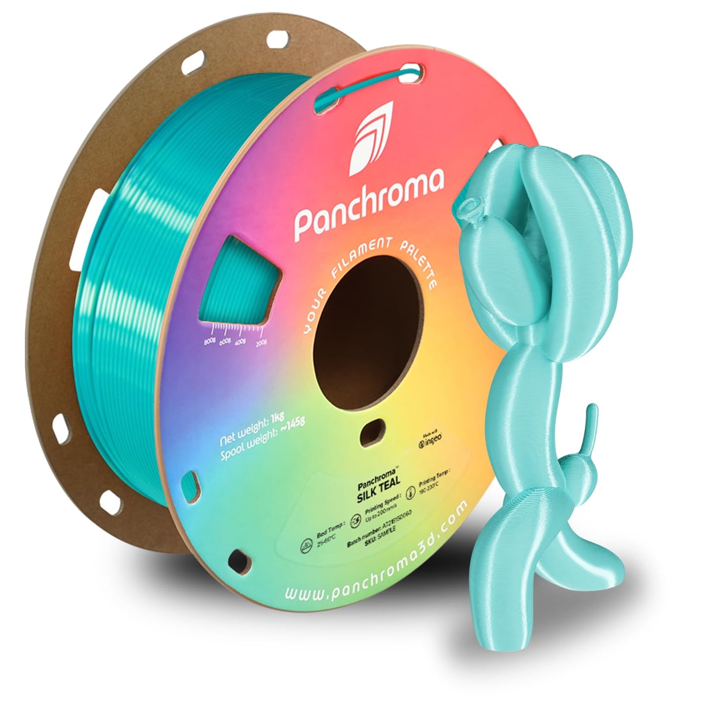 Polymaker Panchroma Silk PLA Filament 1.75mm 1kg, Shiny Teal, New and Improved Formula, Better Strength, Printing Speed and Clog