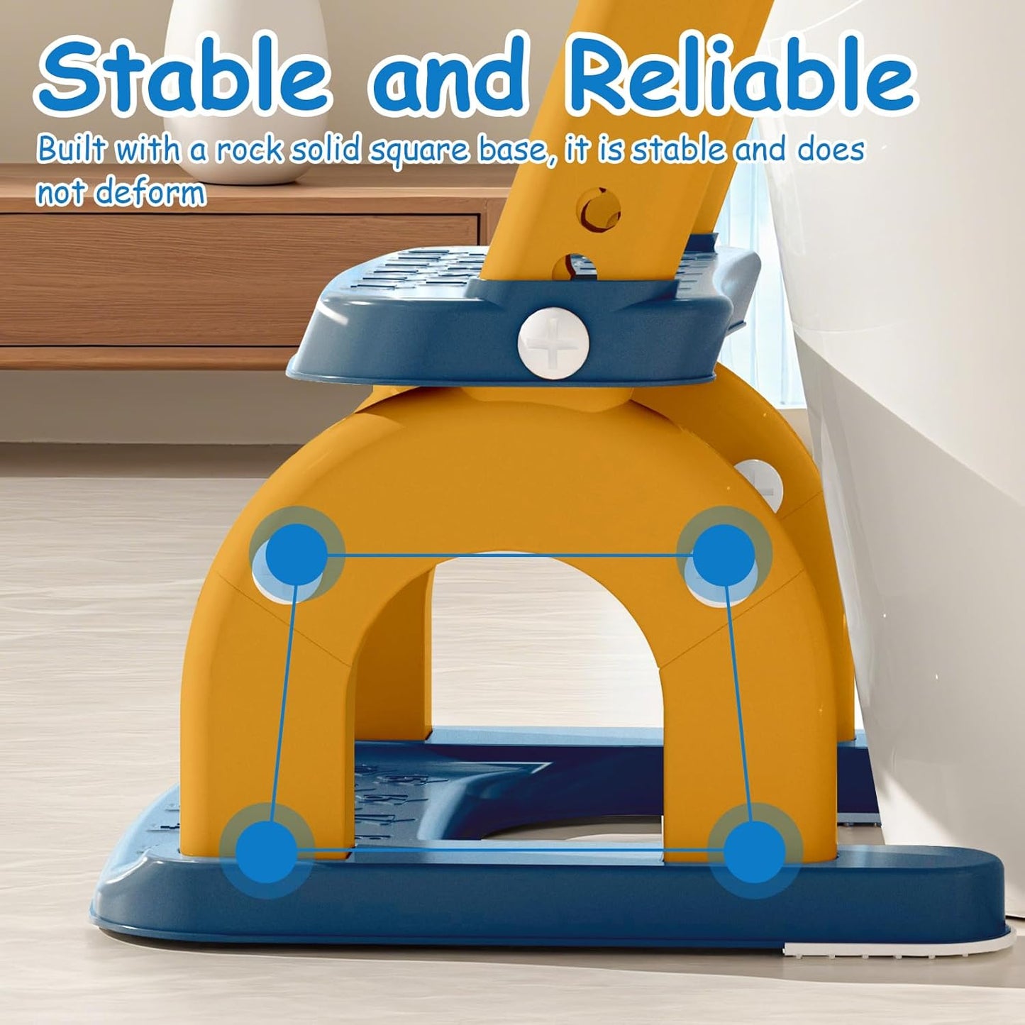 Potty Training Seat for Toddlers - Upgrade 2-in-1 Toilet Seat Toilet Ladder for Kids Children Boys Girls, Anti-Slip Pad & Adjustable Height with Waterproof PVC Cushion - Dark Blue