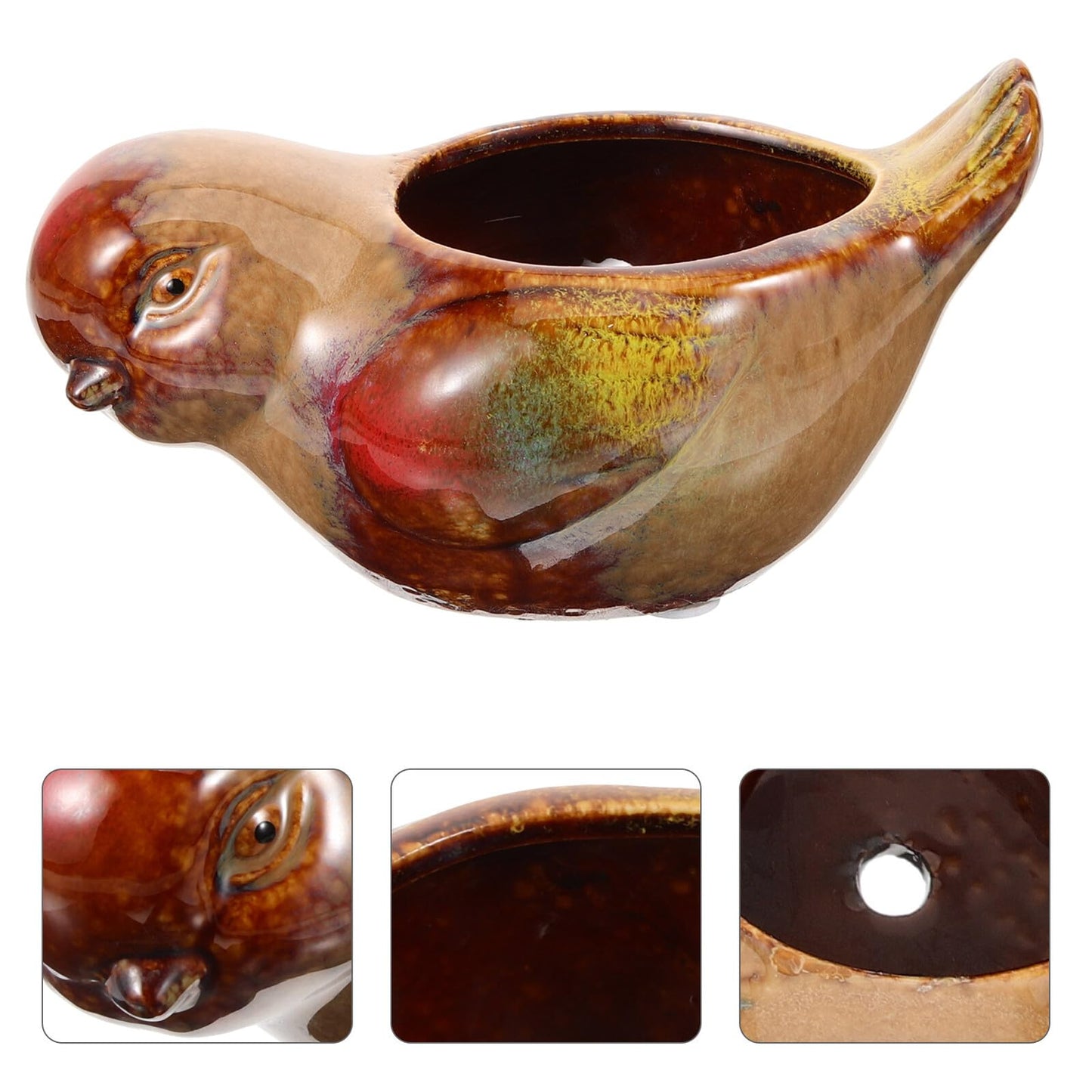 CONGARTENO Ceramic Succulent Planter Pot Bird Shape with Reactive Glaze for Indoor Outdoor Plants Small Decorative Flower Pot for Bonsai and Cactus