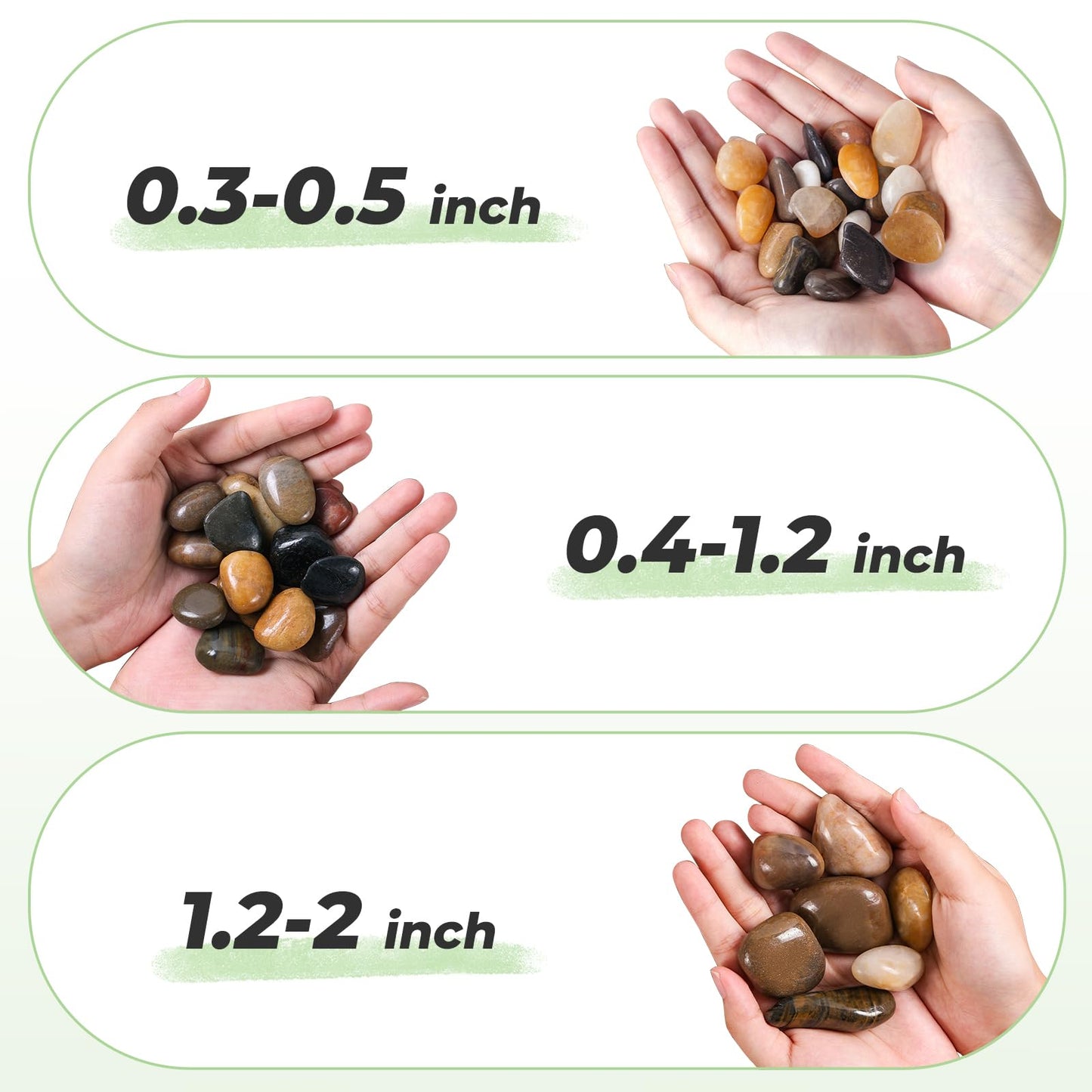 SIDONG 10 lbs Mixed River Rocks, 1.2-2 Inches Highly Polished Pebbles for Indoor Plants, Aquarium Rocks Used in Fish Tank, Decorative Stones for Plants, Vases, Home Décor, Crafting, Garden Landscaping