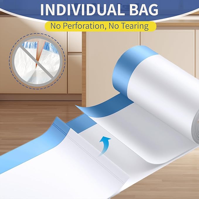 21 Gallon Trash Bags Drawstring 120 Count, 1.7 Mil White Garbage Bags Unscented,Easy-Dispense Roll for Kitchen & Household Use, Code G,79.5 L
