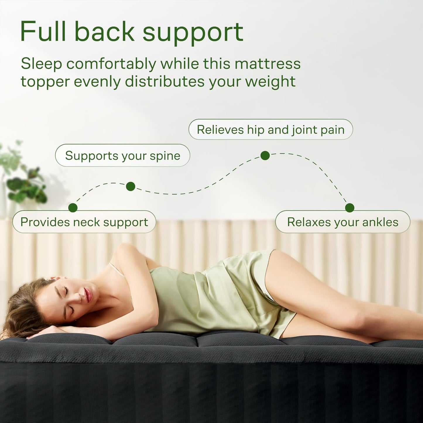Ultra Soft Full Size Mattress Topper - Viscose Made from Bamboo Pillow Top Mattress Pad for Back Pain Relief - Naturally Cooling for Hot Sleepers, Black