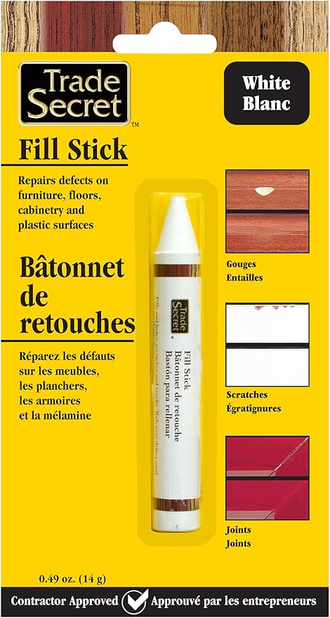 Wood Scratch Repair Fill Stick for White Surfaces, Great for Touch-Ups and Repairs on Hardwoods Floors, Furniture, Cabinets and Plastic Surfaces.