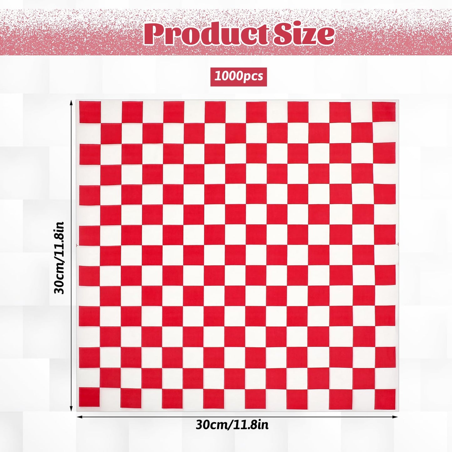 simarro 1000 Sheets Checkered Deli Paper Sheets, 12 x 12 Inch Grease Resistant Food Basket Liners Sandwich Paper Wraps for Restaurants Churches BBQs Picnic Party (Red And White)