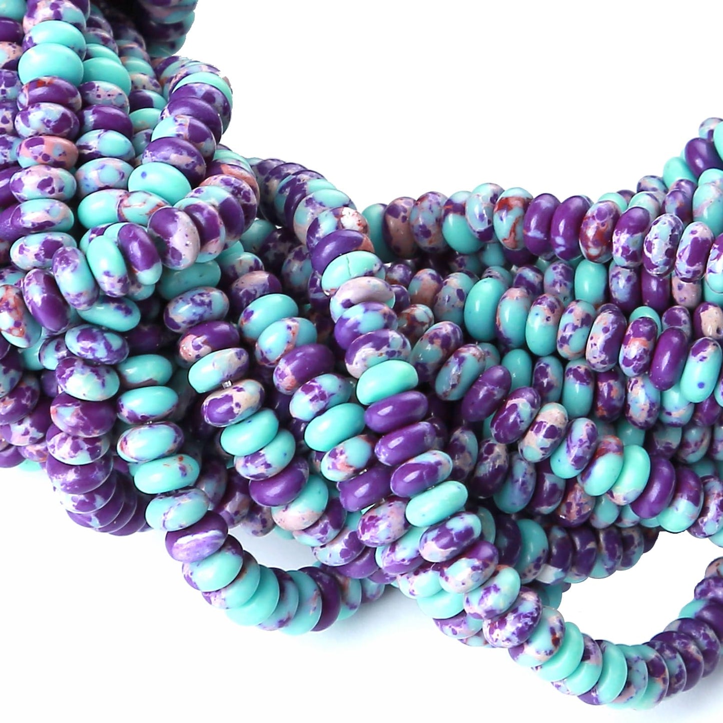 2x4MM 150PCS Galaxy Sea Sediment Impression Jade Tube Abacus Rondelle Disk Spacer Loose Beads for Jewelry Making