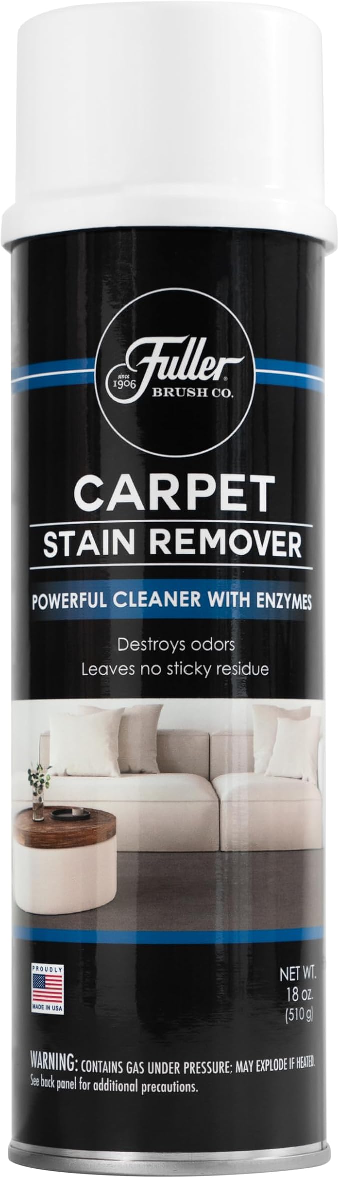 Fuller Brush Carpet Stain Remover – 18 oz Enzyme Foam Spot Cleaner for Carpets, Rugs & Upholstery – Removes Pet Stains, Coffee, Wine, Grease – Odor Eliminating (Pack of 3)