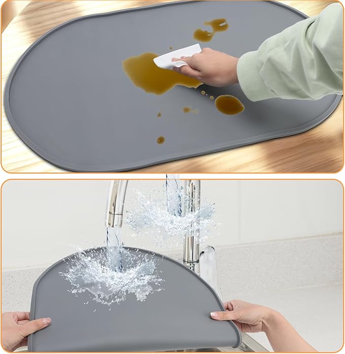 Heat Resistant Mat for Crockpot Slow Cooker - Thickened Silicone Baking Mats, Oval Non Slip Waterproof Heat Resistant Pad, Universal Fit for Most Slow Cookers, Easy to Store