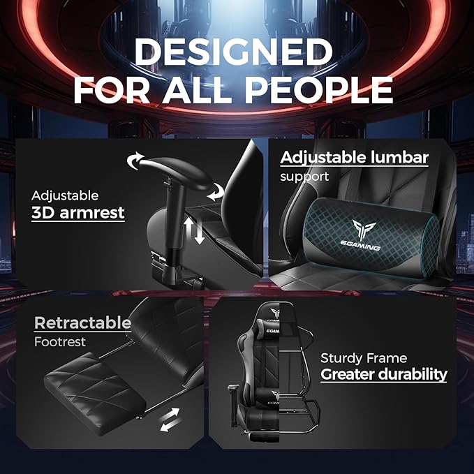 EXRACING Gaming Chair with 3D Adjustable Armrests, Cow Print Design, Ergonomic Office Chair with High Back, Computer Chair with Footrest,Comfy Diamond Stitching Sest, Game Chair for Adults