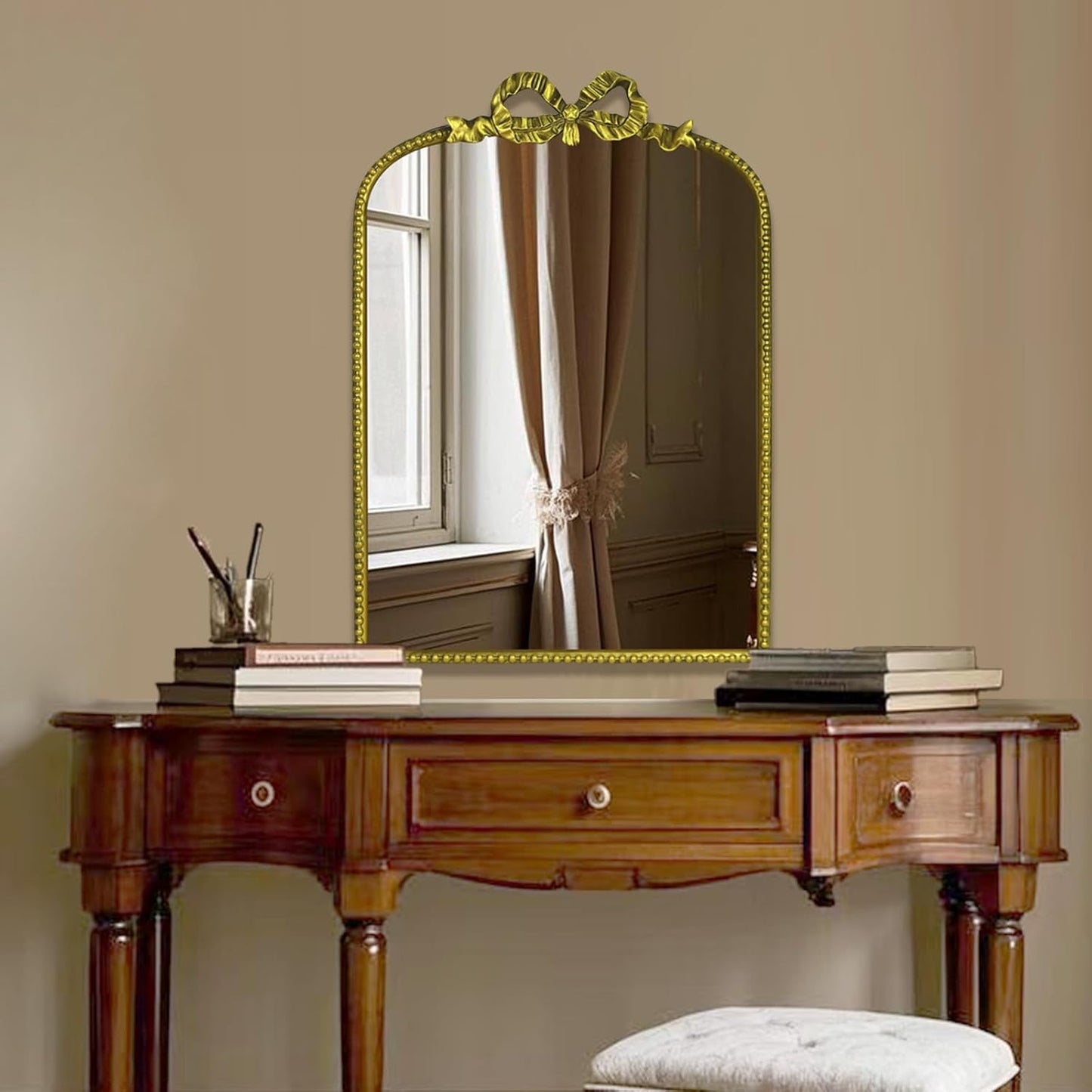 Baroque Decorative Mirror, European-Style Retro Gold Style Baroque Wall Hanging European-Style Makeup Mirror, Bathroom Mirror, Palace,Can be Used for Decoration
