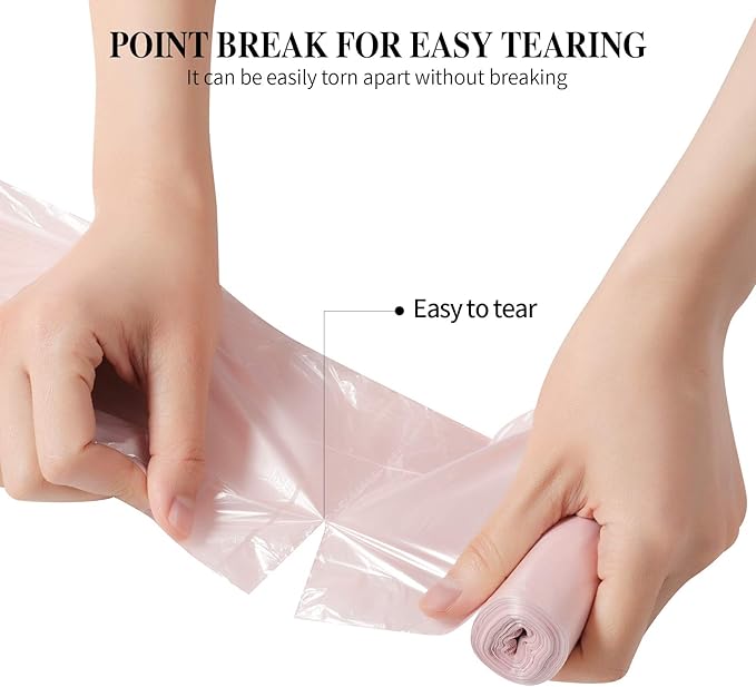 5 Rolls Small Trash Garbage Bags, 4 Gallon Strong Thin Material Disposable Kitchen Garbage Bags, Durable Plastic Trash Bags for Office Home Bedroom Garden Waste Bin, 200 Counts (Pink)