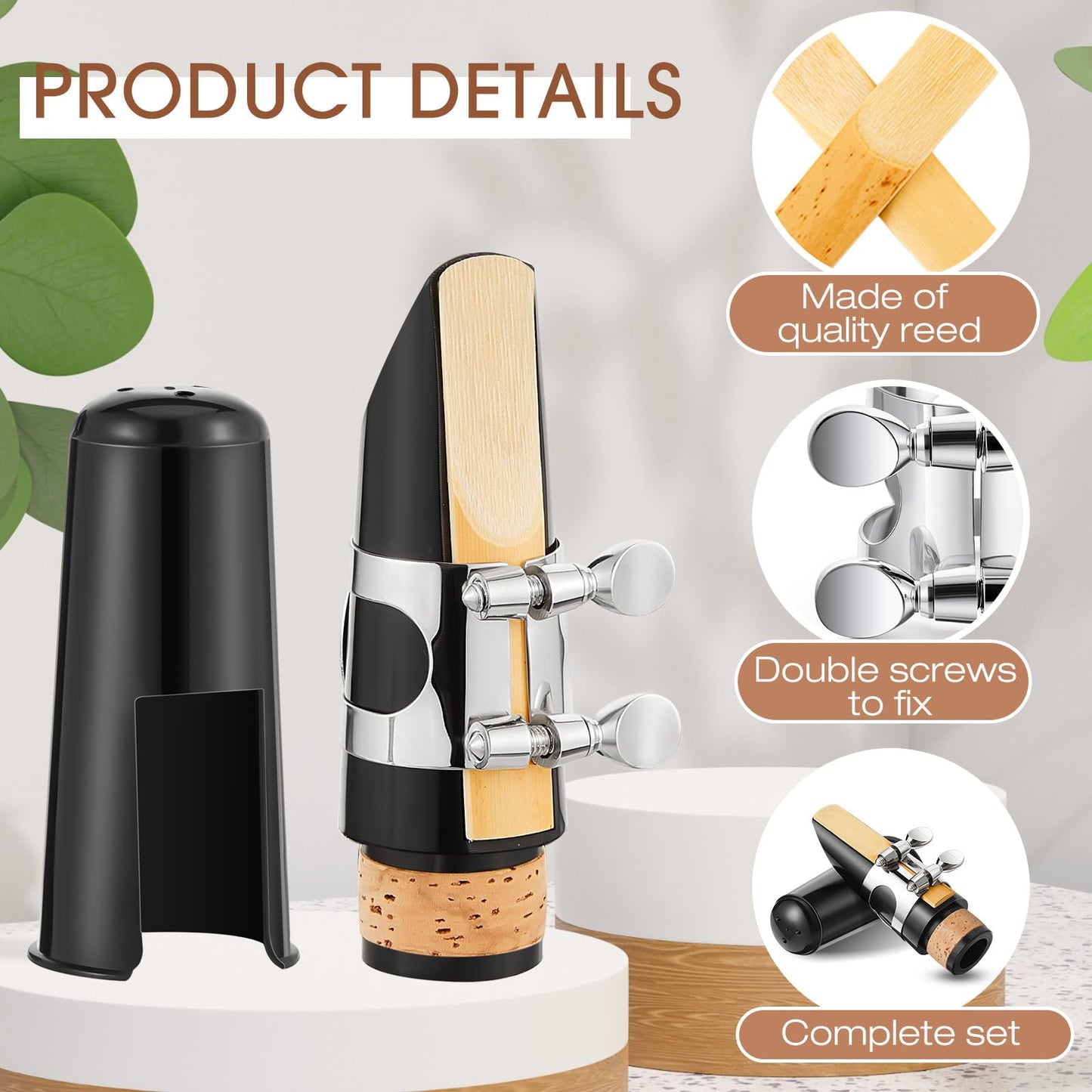 Boao 24 Pcs Clarinet Mouthpiece Kit Clarinet Reeds 2.5 Mouthpiece Kit With Ligature Plastic Cap Bb Accessory Strength Reeds With