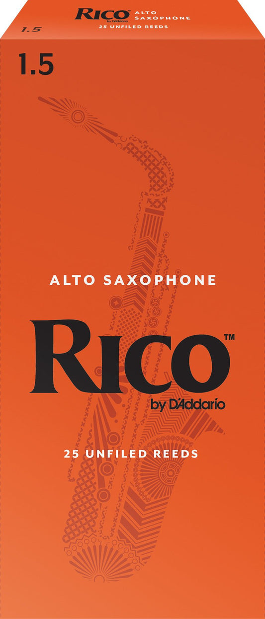 DAddario Woodwinds, Rico Saxophone Reeds, Alto Sax, RJA2515, Strength 1.5, 25-Pack