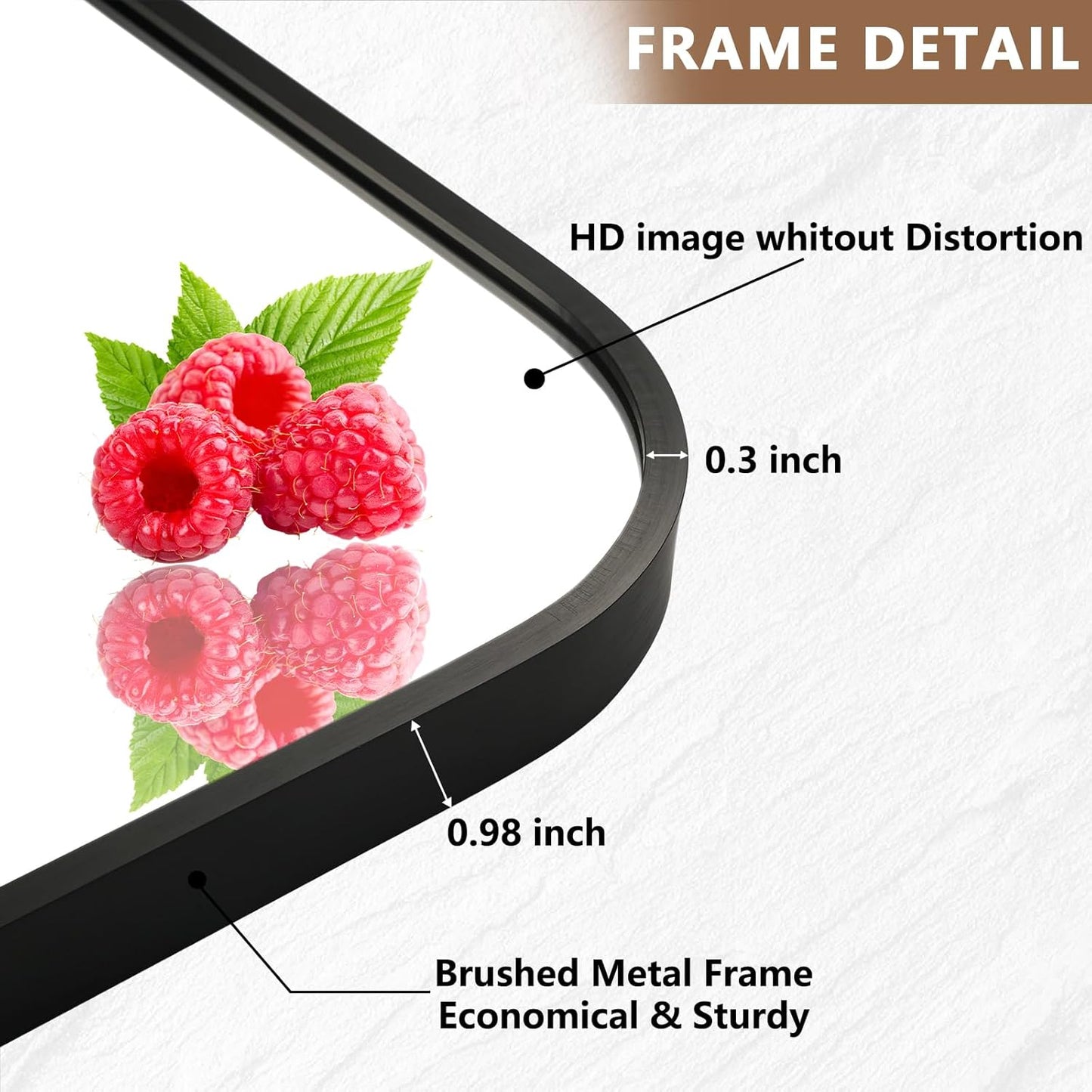 Matte Black Mirror, 20"x28" Rectangle Bathroom Mirror, Metal Frame Rectangle Corner Vanity Mirror, Wall Mounted Mirror for Modern, Living Room, Bedroom, Horizontal Or Vertical