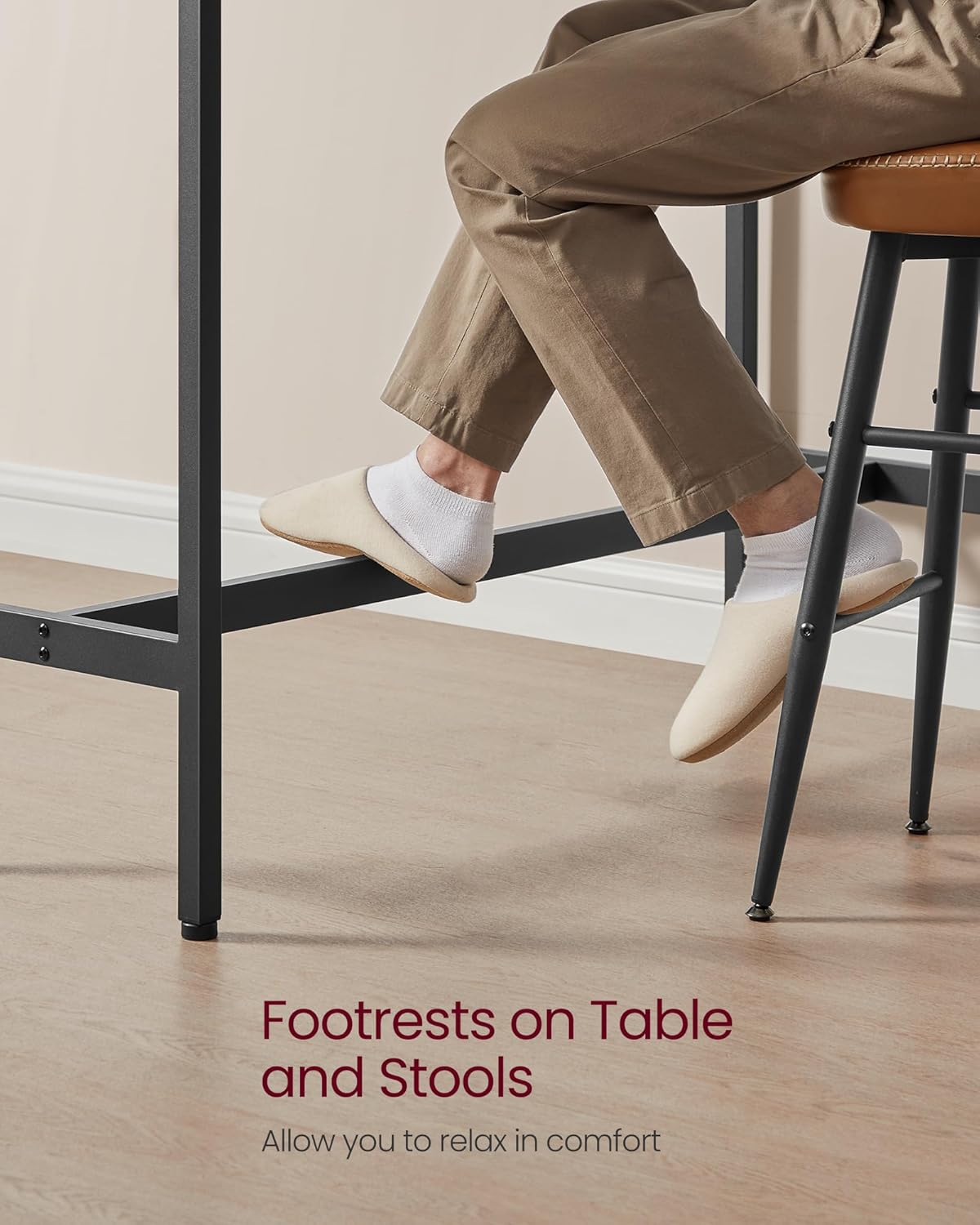 VASAGLE Bar Table, Narrow Long Kitchen Dining Table, Sturdy Metal Frame, Industrial, 15.7 x 55.1 x 35.4 Inches, Ebony Black and Ink Black ULBT140B56