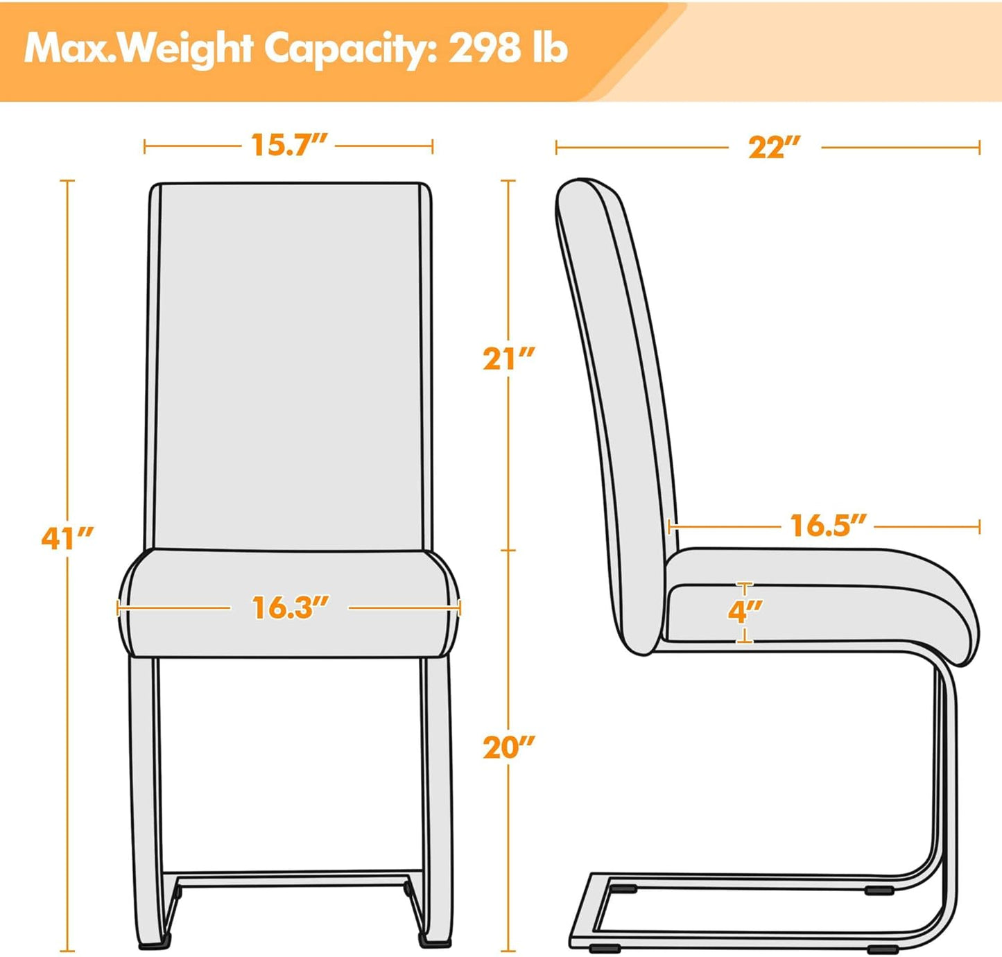 Yaheetech Dining Chairs Set of 4 Modern Faux Leather Upholstered Dining Room Chairs with High Back and Metal Chrome Legs for Kitchen/Living Room/Restaurant, Light Brown