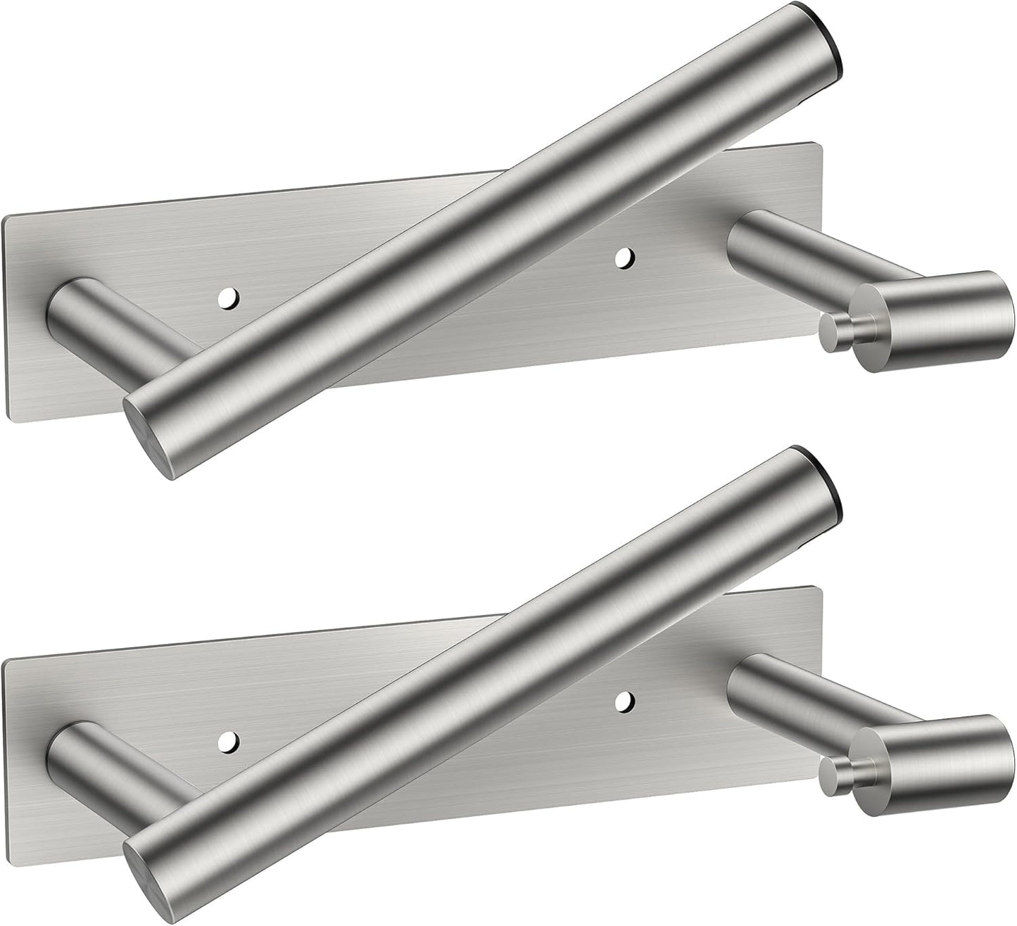 FORIOUS Adhesive Toilet Paper Holder Brushed Nickel, Self Adhesive or Wall Mounted Options, Stainless Steel Rustproof Stick on no Drilling Pivoting Toilet Tissue Roll Holder,2 Pack Stainless Steel