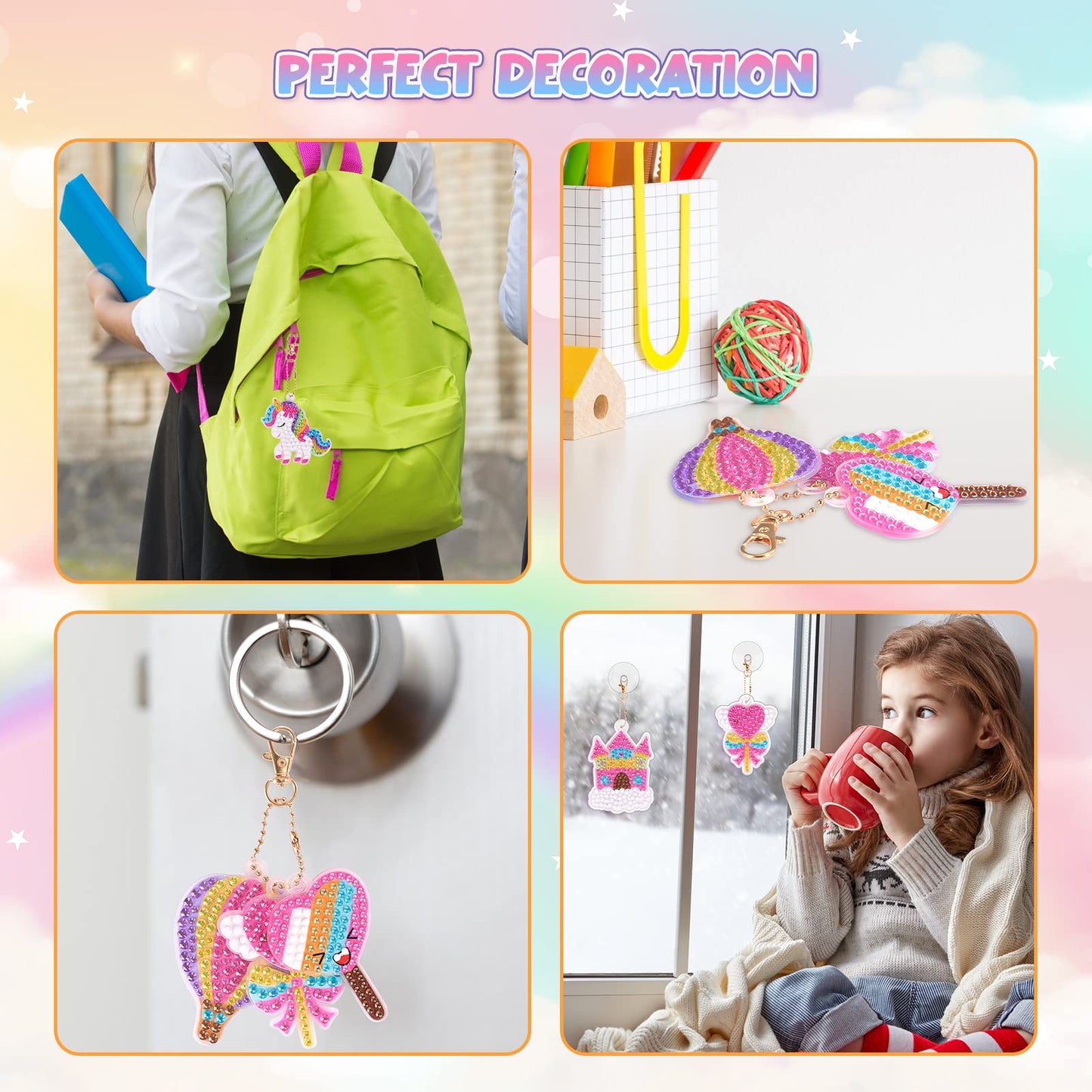 LIWIN LET'S GO! Toys for 4 5 6+ Year Old Girls, Unicorns Toys for Kids Make Your Own GEM Keychains Arts and Crafts for Kids Age 4-12 Unicorns Birthday Crafts Gifts for 4-12 Year Old Girls Boys