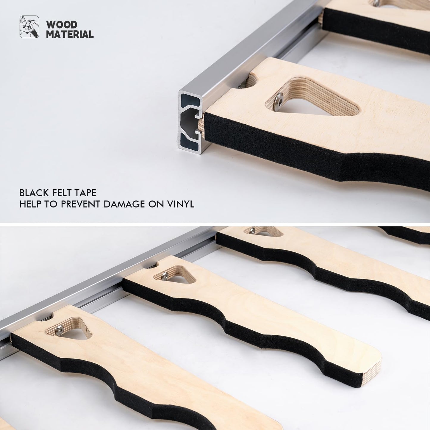 FOSHIO Wood Vinlyl Roll Holder Storage for up to 12 Rolls of Vinyl, Heavy-Duty Aluminum Rack with Mounting Hardware Wall Mounted for Vinyl, Transfer Paper Tape, Wallpaper, Window Film, Wallpapper