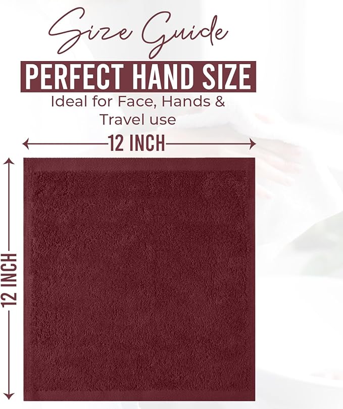 DAN RIVER 24 Pack Wash Cloths for Showering [12x12] - 100% Cotton Washcloths Premium Quality Flannel Face Cloths for Bathroom, Highly Absorbent and Soft Feel Wash Clothes, Pomegranate