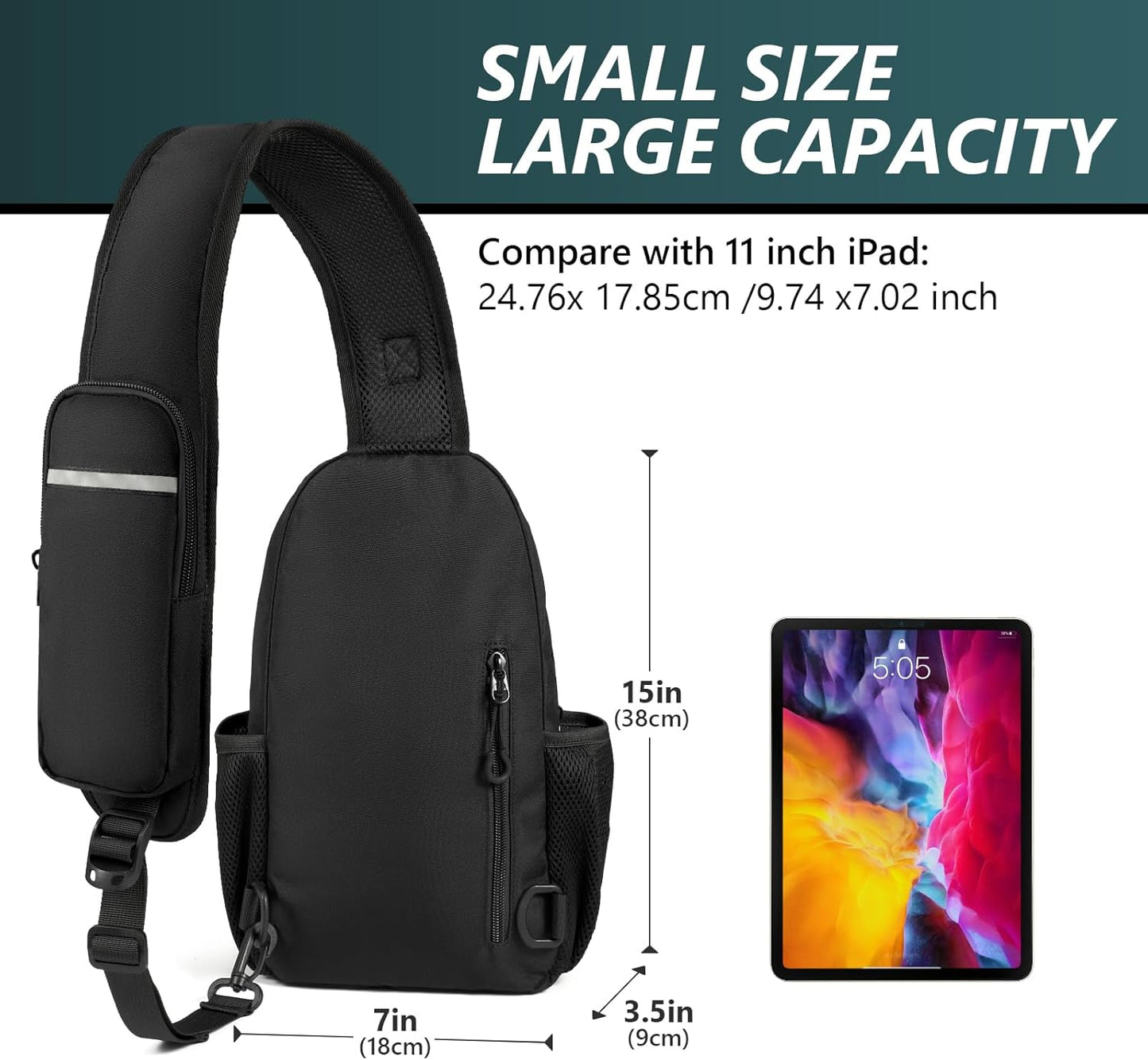 CCW Sling Chest Bag - Tactical Crossbody Backpack for Concealed Carry with Hidden Holster Compartment | Mid-Zip Gun Pocket, Water-Resistant