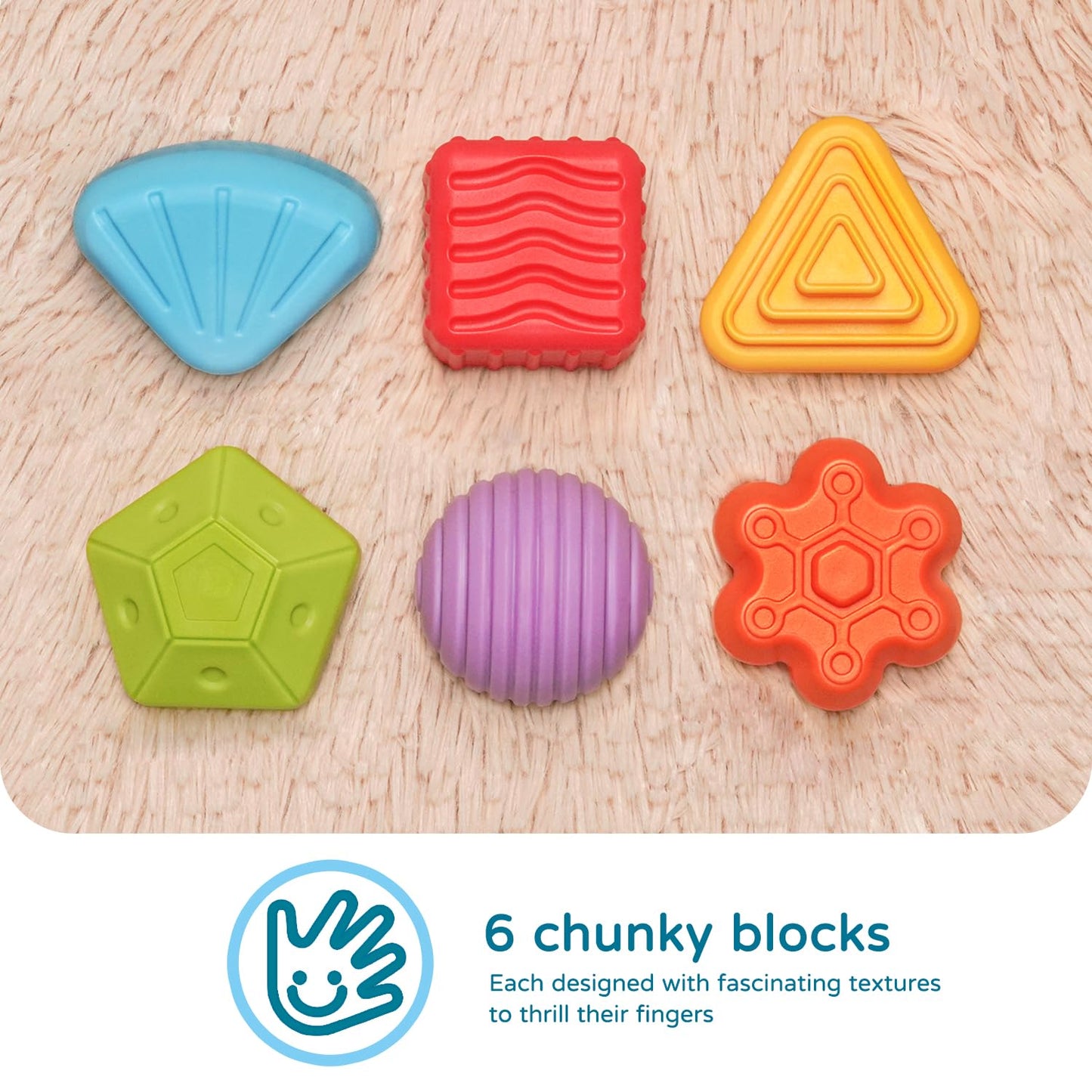 LiKee Montessori Toys for 1 Year Old, 6pcs Multi Sensory Shapes, Toddler Developmental Learning Birthday Gifts, Baby Toys 12+ Months (Cube)