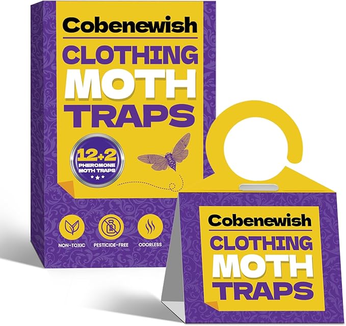 Clothing Moth Traps 6 Pack Moth Traps for Clothes with Pheromone Attractant Odorless Sticky Glue Trap for Closet Carpets Odor-Free & Natural (6)