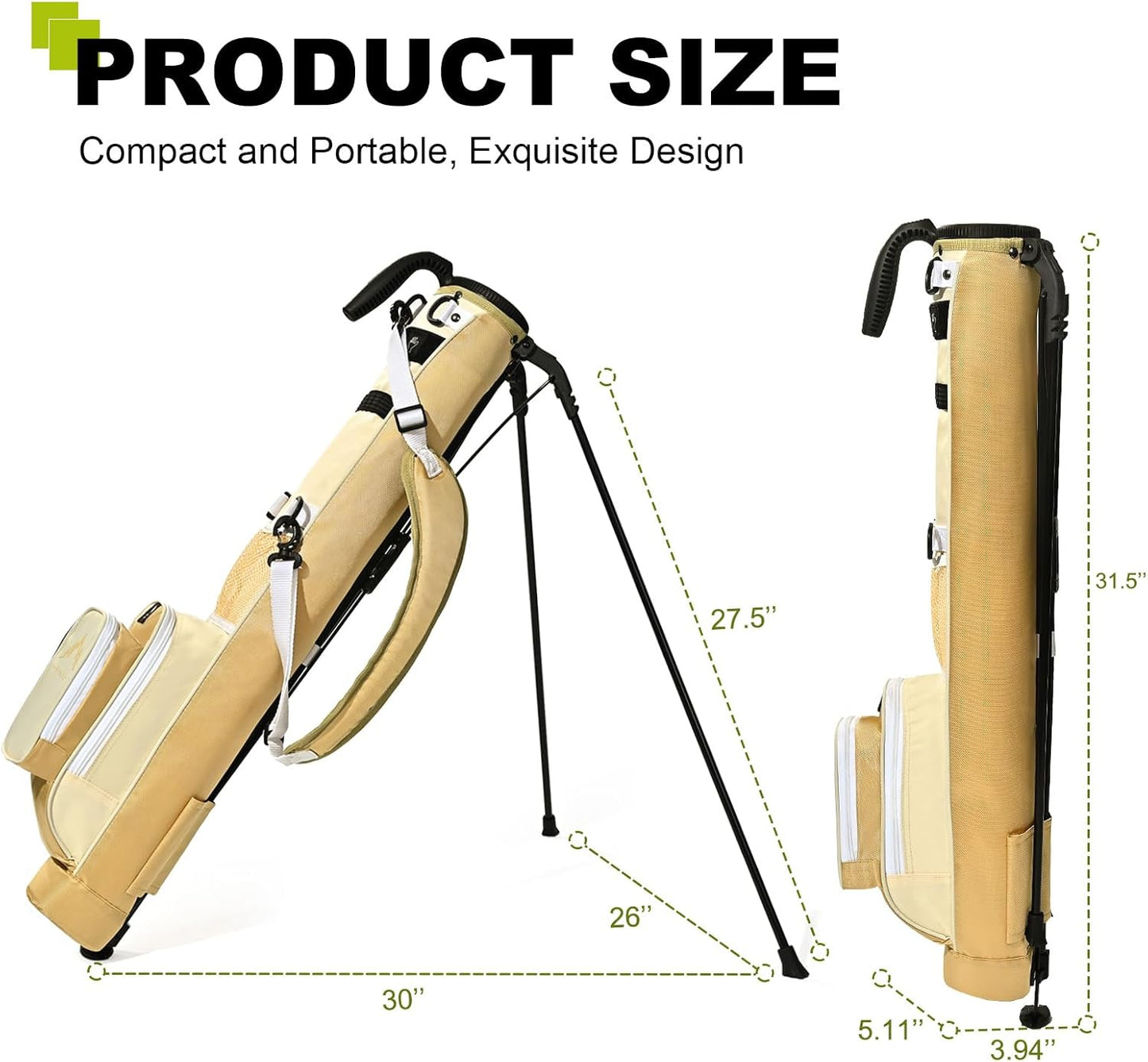 Golf Lightweight Stand Carry Bag– Easy to Carry and Durable Pitch n Putt Golf Bag for The Driving Range, Par 3 and Executive Courses–31.5 inches Tall
