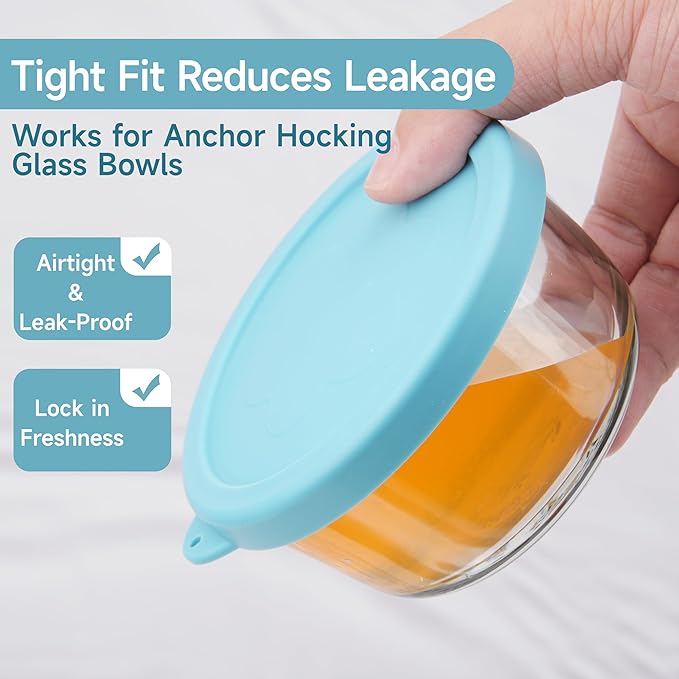 1 Cup Silicone Replacement Lids Storage Cover for Anchor Hocking Glass Bowls (Container not Included) 4 Pack Microwave, Dishwasher and Freezer Safe