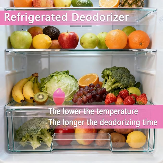 Refrigerator Deodorizer – More Effective Than Baking Soda, Effectively removes stubborn refrigerator odors, Natural Gel (4 Pcs/Peach Flavor)