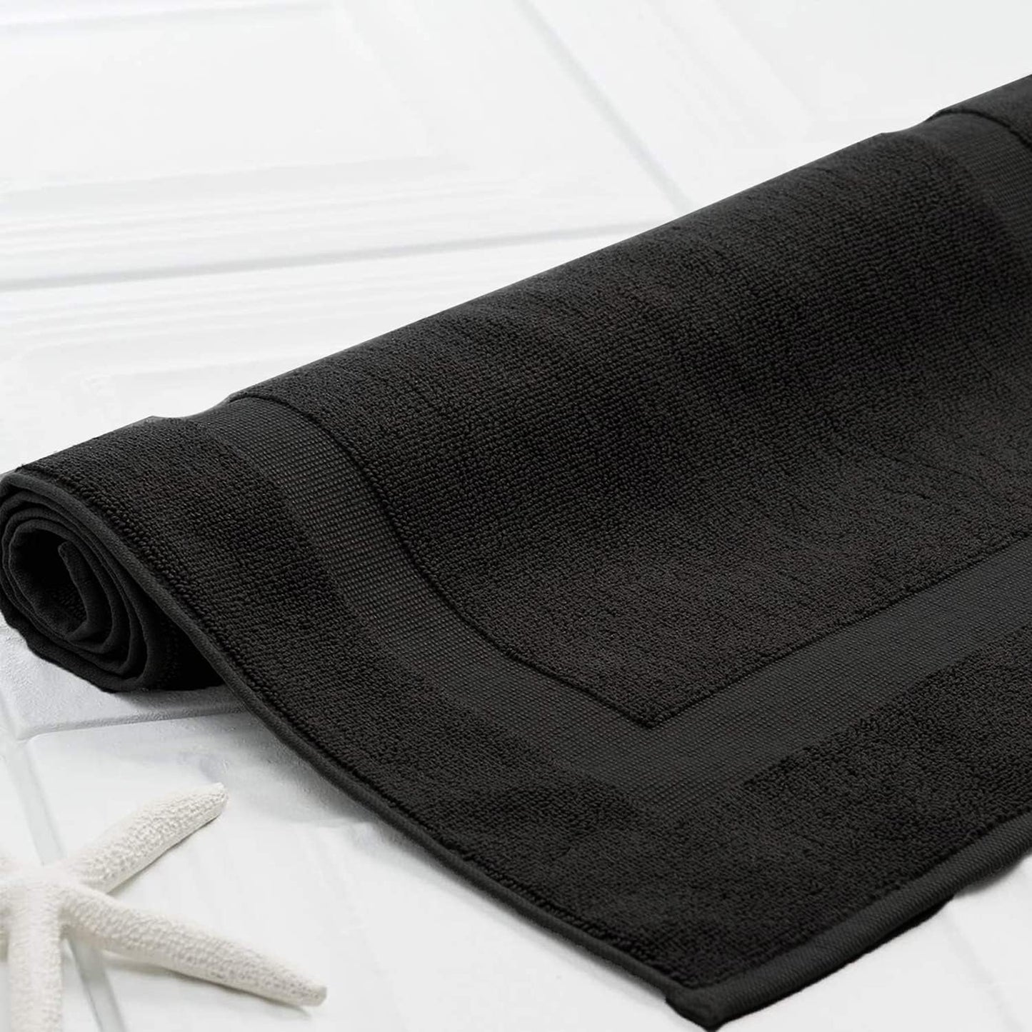 DAN RIVER Classic Cotton Bath Mats Set of 2 – Not a Bathroom Rug, Ultra Soft, Highly Absorbent & Machine Washable Bath Mat Towel for Bathroom Floor Mat – Durable, Quick-Dry, 21x34 Inches, Black