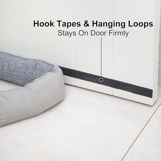 Marwood Under Door Draft Stopper 42 inch Wind Stopper for Door & Window, Weighted French Air Draft Stopper Front Door Snake Noise Blocker for Bottom of Door with Hanging Loops - Grey