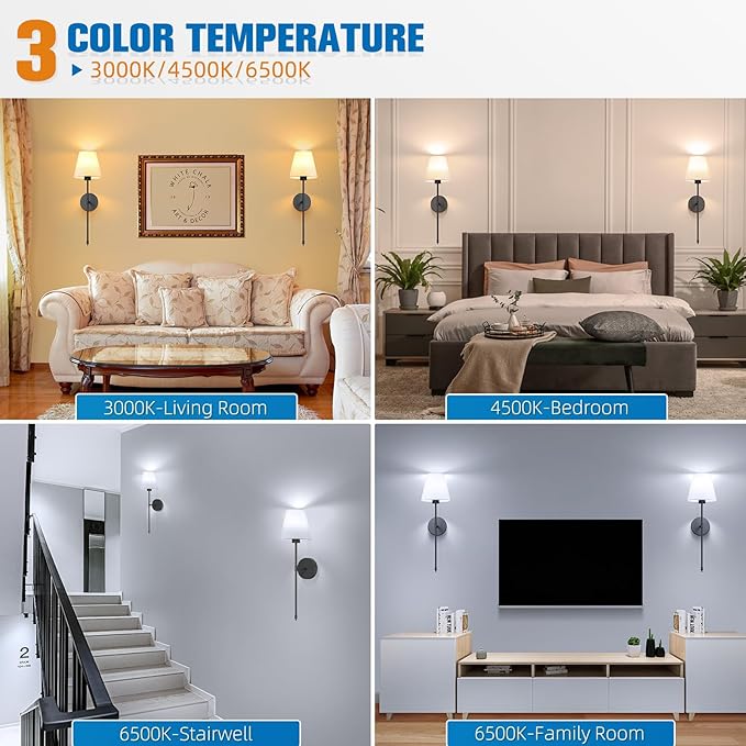 NIORSUN Battery Operated Wall Sconce Set of 2,Black Rechargeable Wall Lights with 5200mAh Dimmable Detachable Bulbs and Remote, 10 Colors Wireless Wall Lamps for Bedroom Living Room Hallway Decor