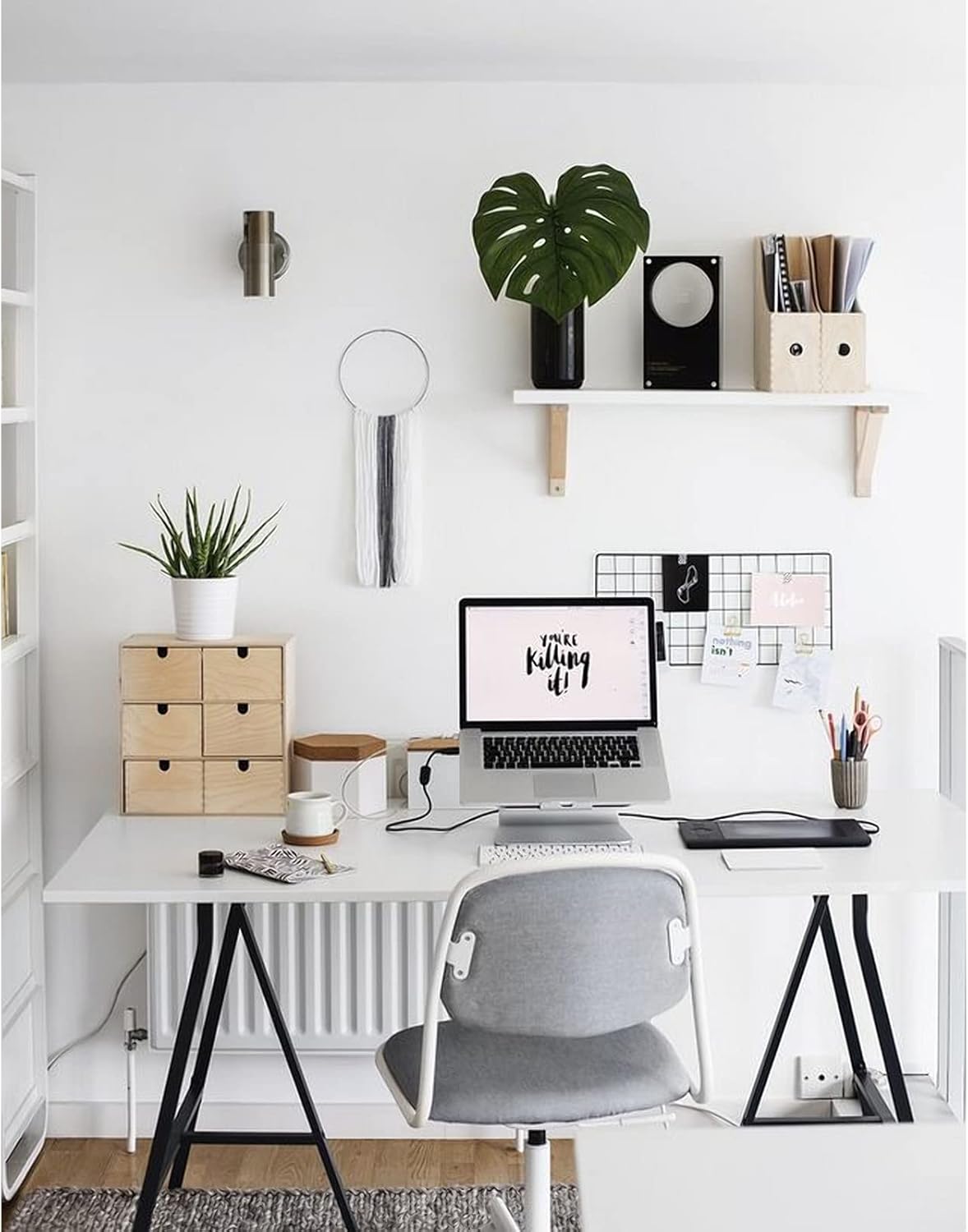 Kaboon 55x27.5 in White Tabletop, Wood Desktop One Piece, Reversible Melamine Countertop for Home and Office