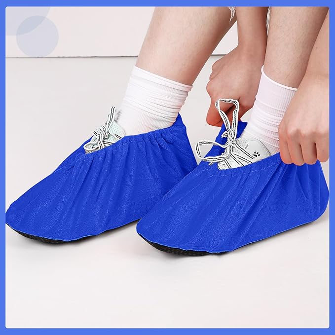 JaGely 11 Pairs Reusable Non Slip Cloth Shoe Covers Washable Thickened Boot Shoe Covers for Indoors and Households (Blue)
