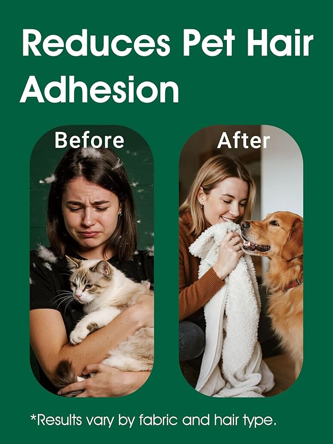 4-in-1 Pet Hair Remover & Odor Neutralizer Spray, Anti Static Wrinkle Release, Plant Based Enzymes, Safe for Pets, Fabrics & Furniture, Refresh Pine Nut Scent, 13.52 fl oz, 2 Full Size Pack