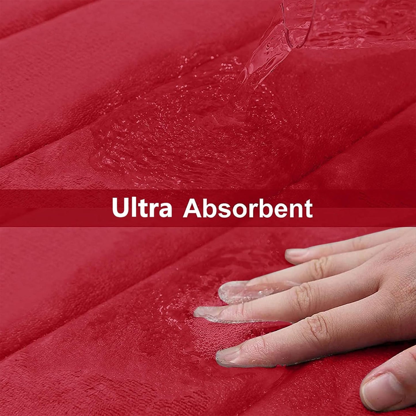 Buganda Memory Foam Bath Mat, 59" x 20", Ultra Soft and Non-Slip Bathroom Rugs, Water Absorbent and Machine Washable Bath Rug Runner for Bathroom, Shower, and Tub, Red