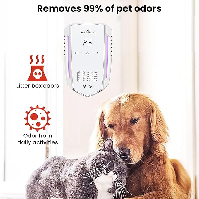 Cat Litter Deodorizer 99% Pets Poof Odor Eliminator Air Purifier Ozone Odor Removal Air Freshener for Home & Pets Litter Box Room Wardrobe Shoe Cabinet Toilet White